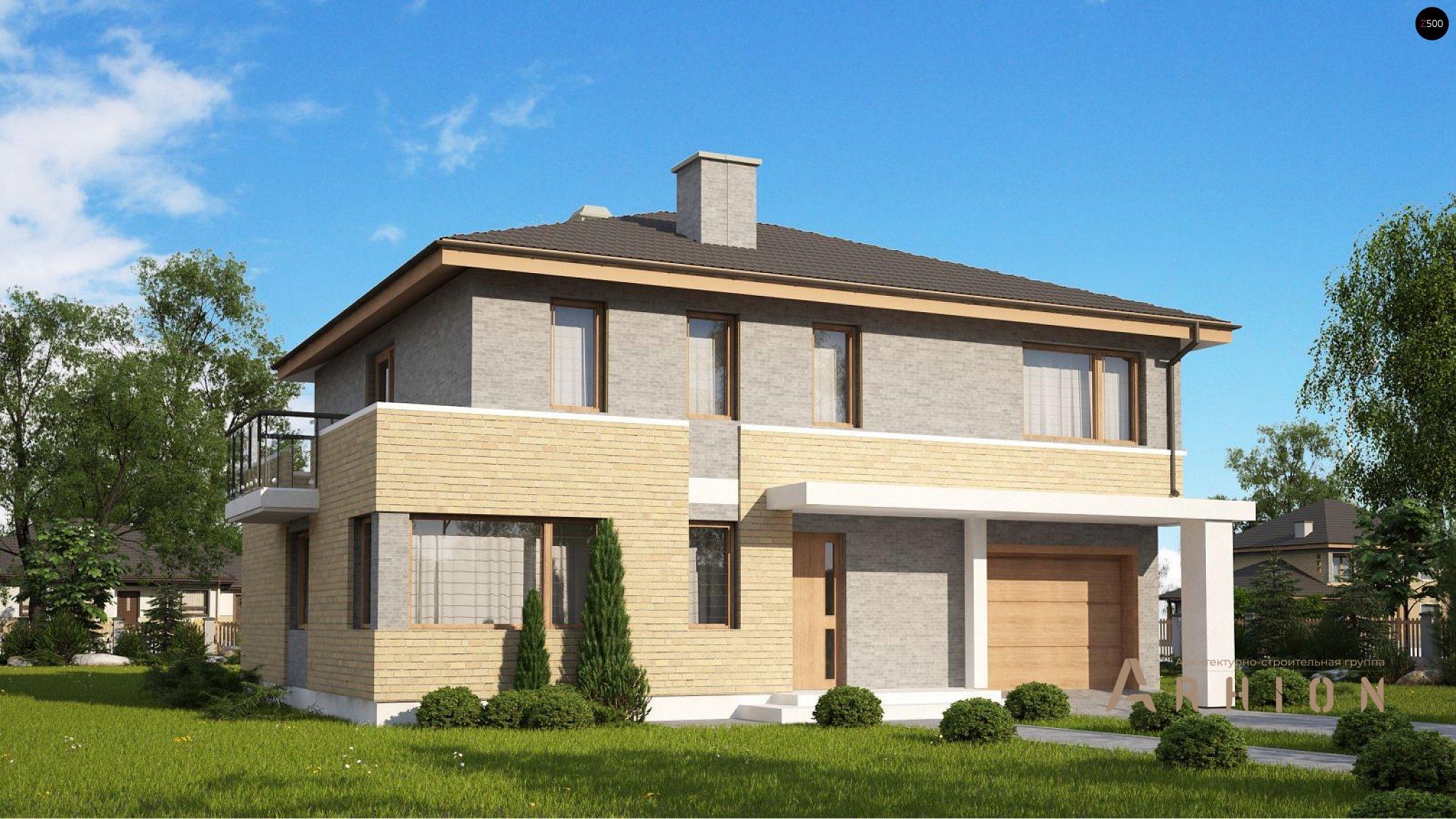 5. Проект двухэтажного дома в современном стиле с четырехскатной, Zx29 k, площадью - 199 кв c терассой, балконом, гаражом